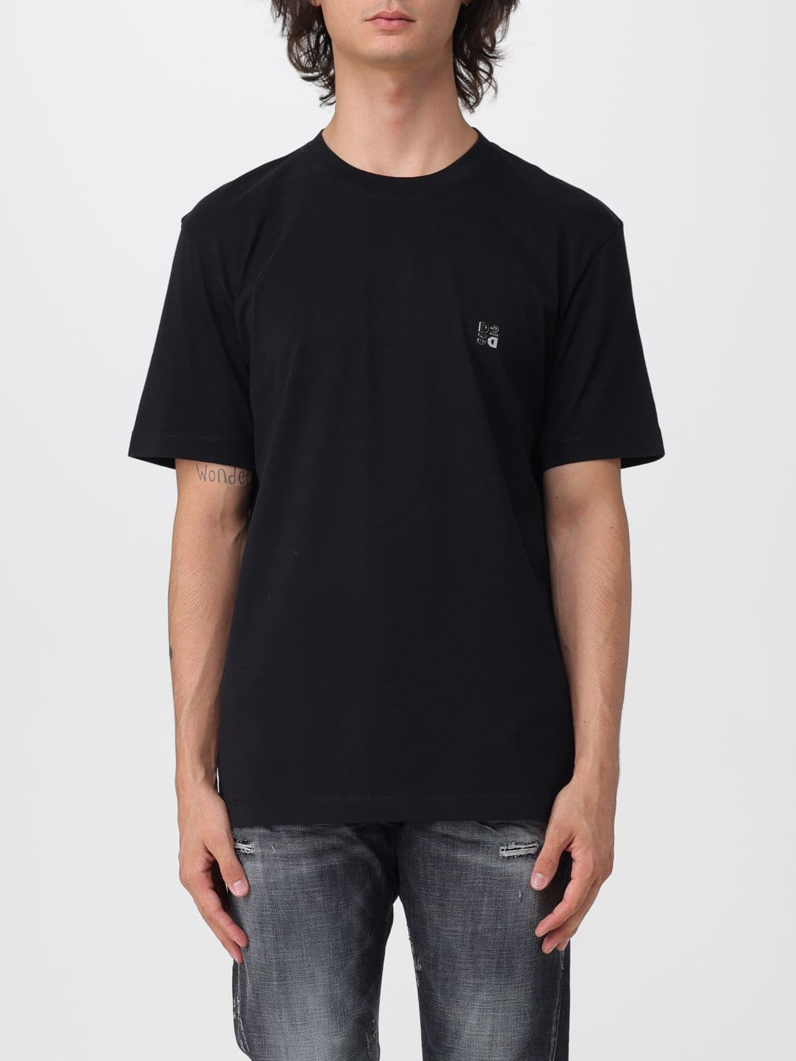 Dsquared2 Crewneck Cotton T-shirt with Contrast Logo
