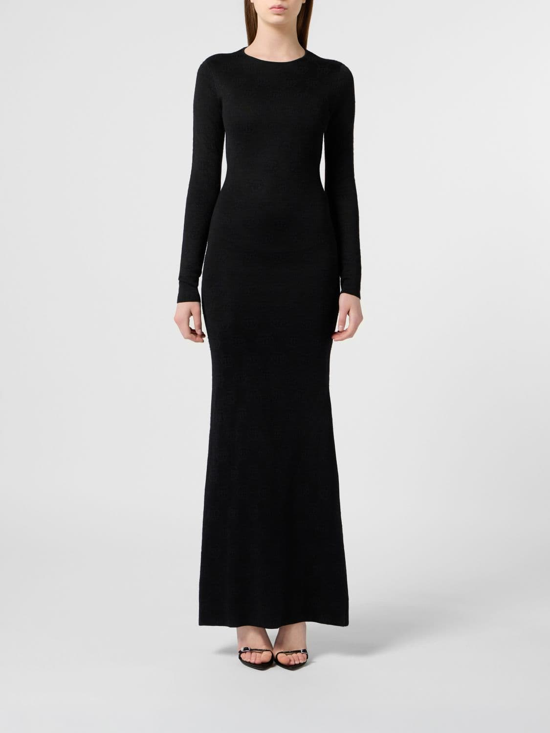 Philipp Plein Long Jersey Sheath Dress with Back Neckline
