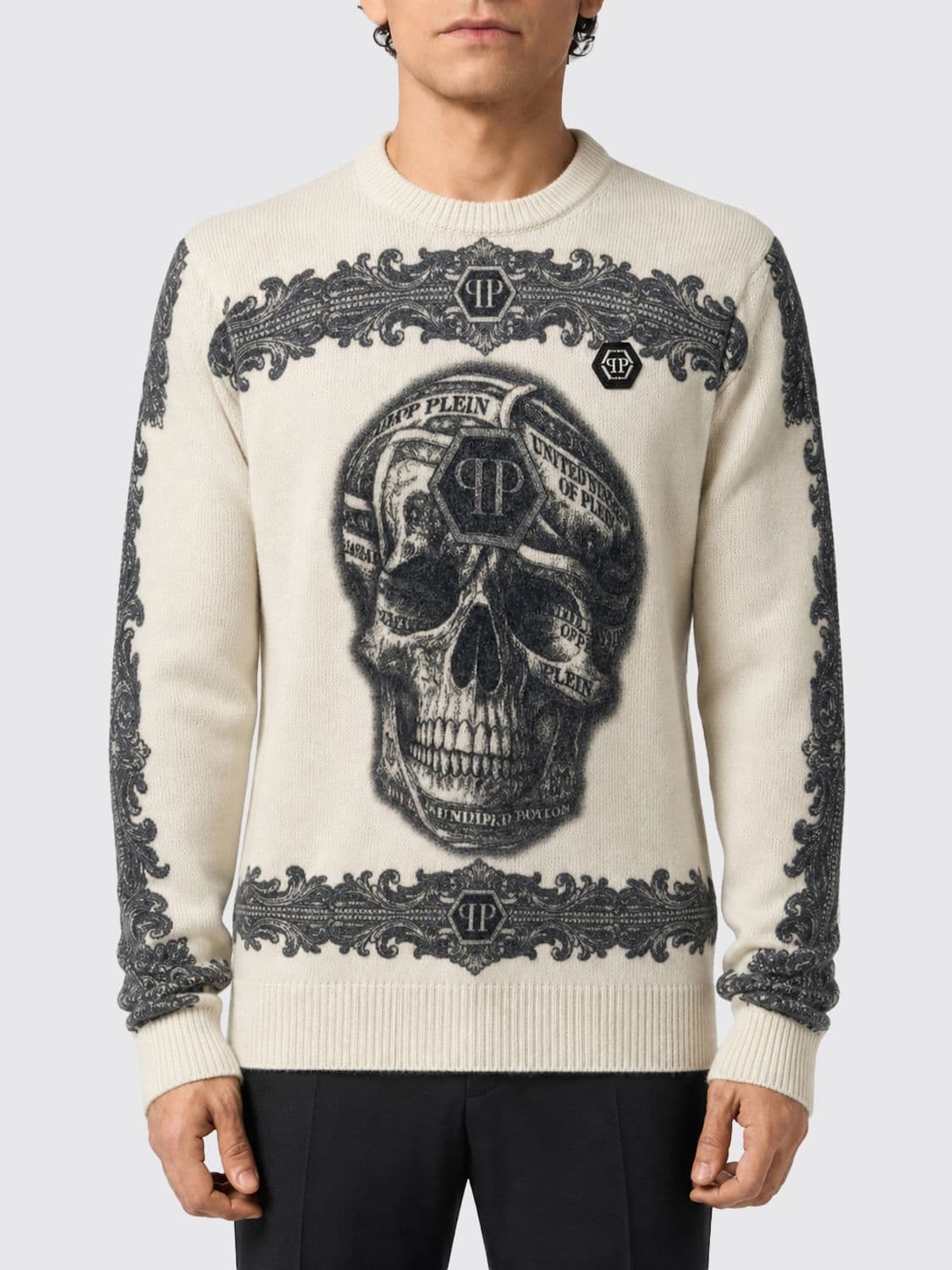 Philipp Plein Baroque Print Cashmere Jumper with Hexagon Logo