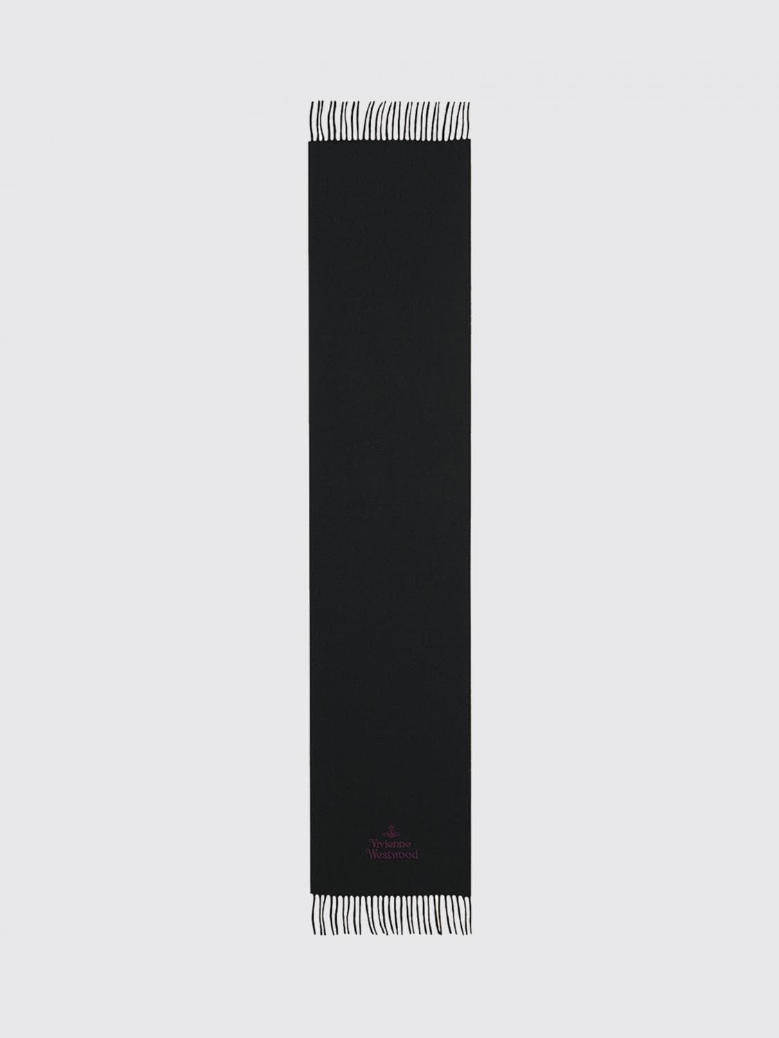 Vivienne Westwood Wool Scarf with Contrast Logo and Fringes