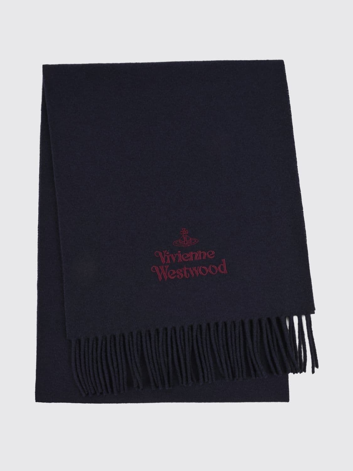 Vivienne Westwood Wool Scarf with Contrast Logo and Fringes