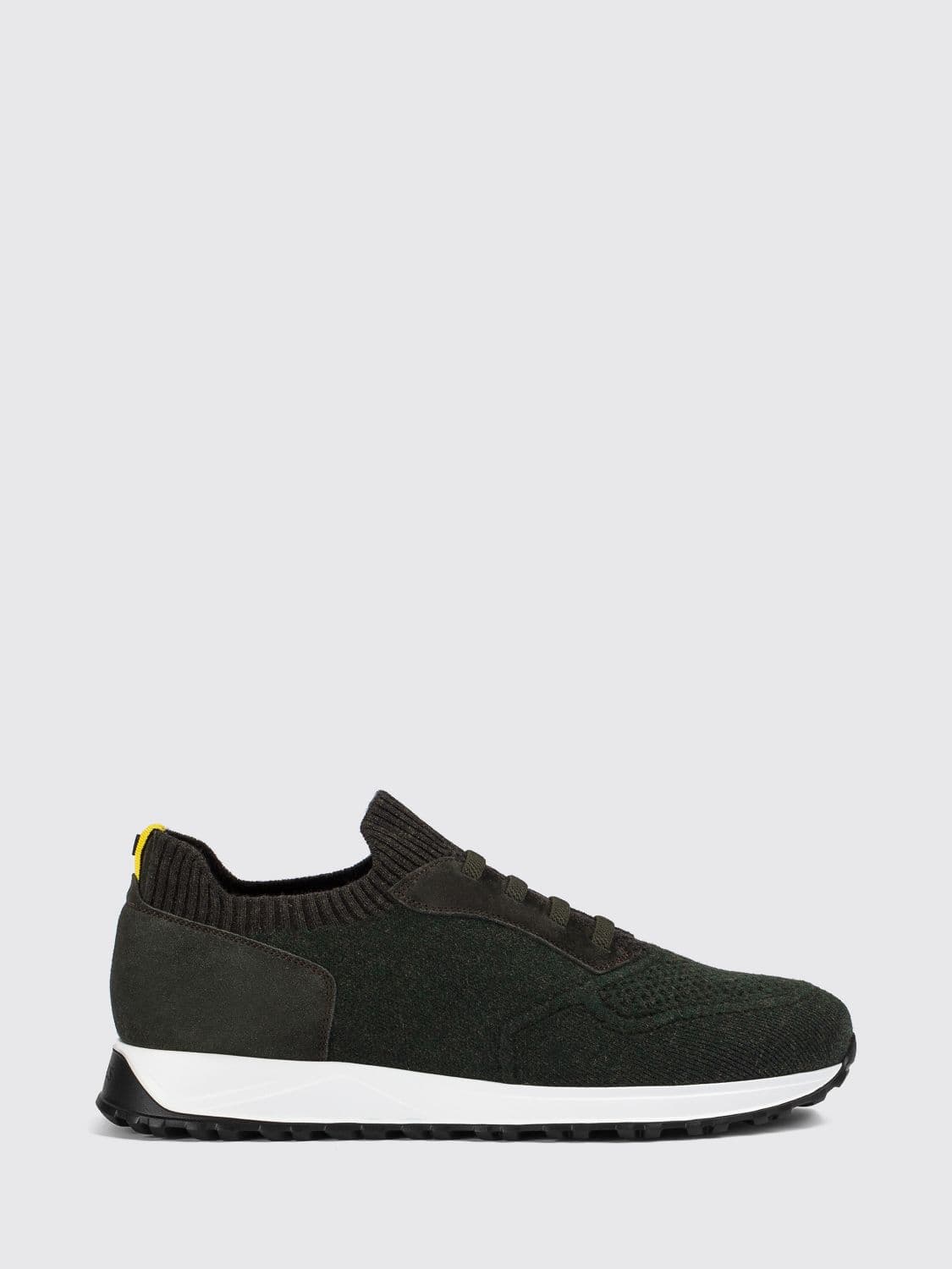 Doucal's Low Top Sneakers in Wool Blend and Suede with Serrated Sole