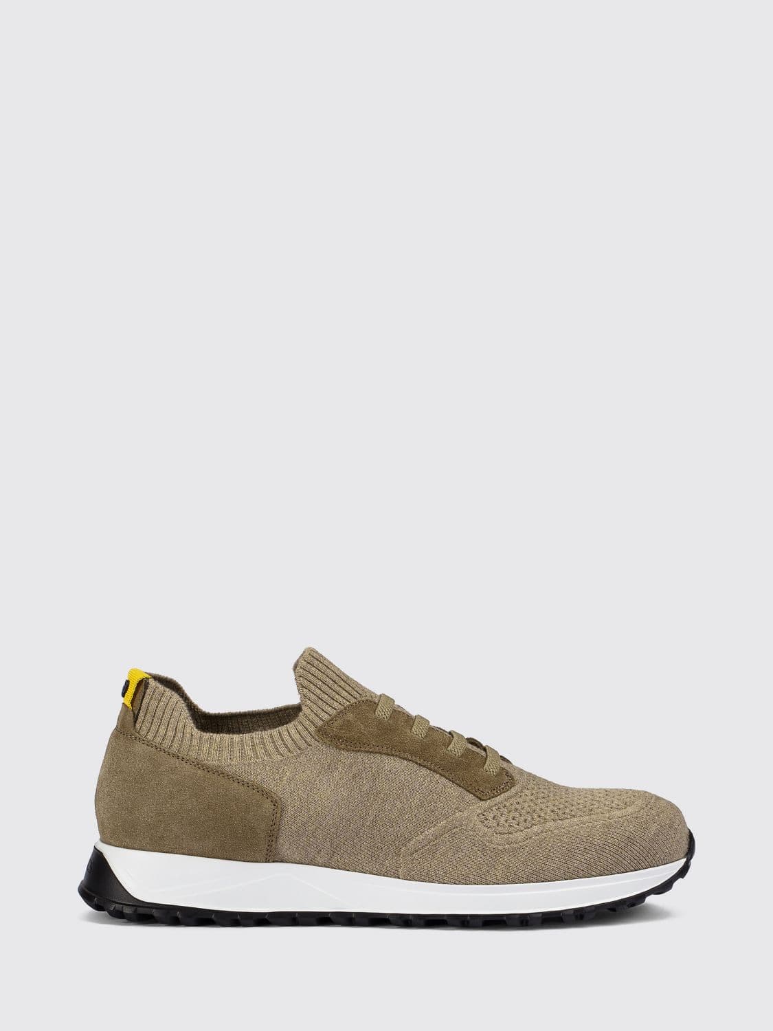 Doucal's Low Top Sneakers in Wool Blend and Suede with Serrated Sole
