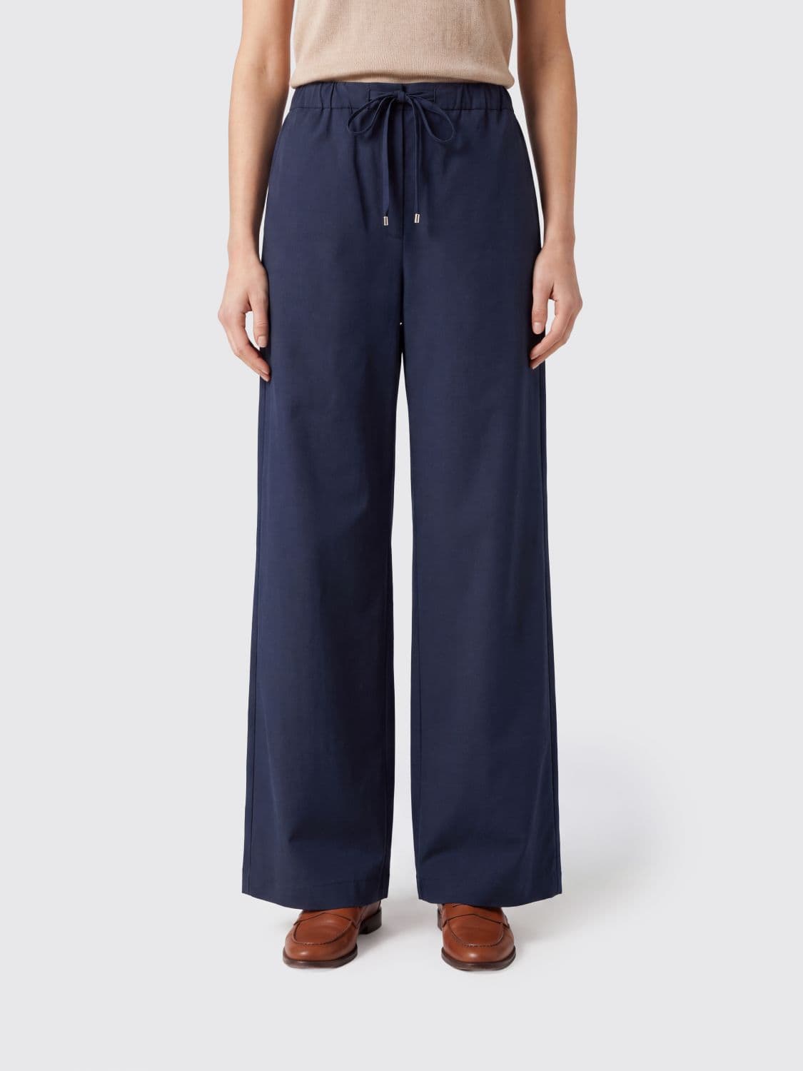 's Max Mara Wide-Leg Cotton Trousers with Elasticated Drawstring Waist
