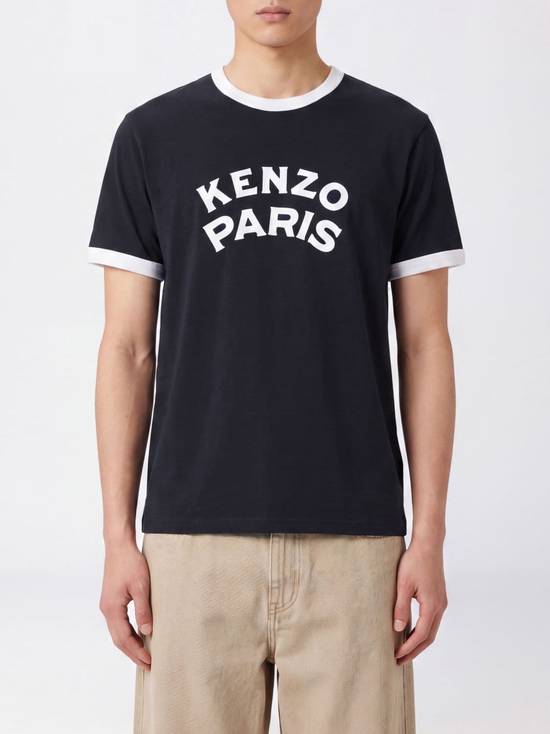 Kenzo Crewneck Cotton T-shirt with Contrast Logo