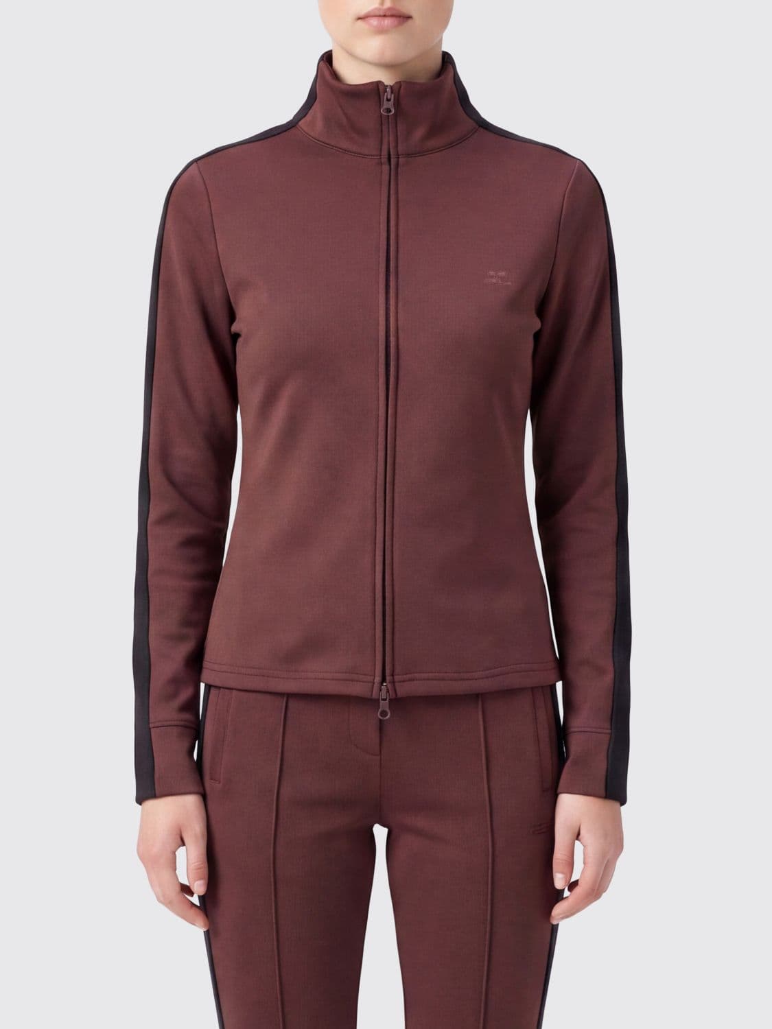 Courrèges Slim Fit Technical Fabric Track Jacket with High Neck and Zip