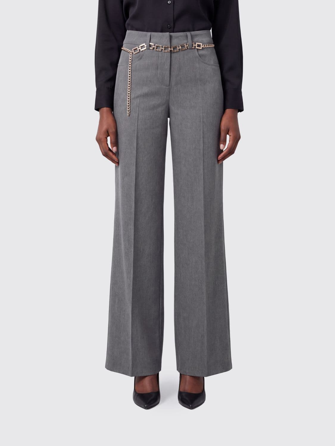 Liu Jo Lyocell Palazzo Trousers with Jewelled Belt