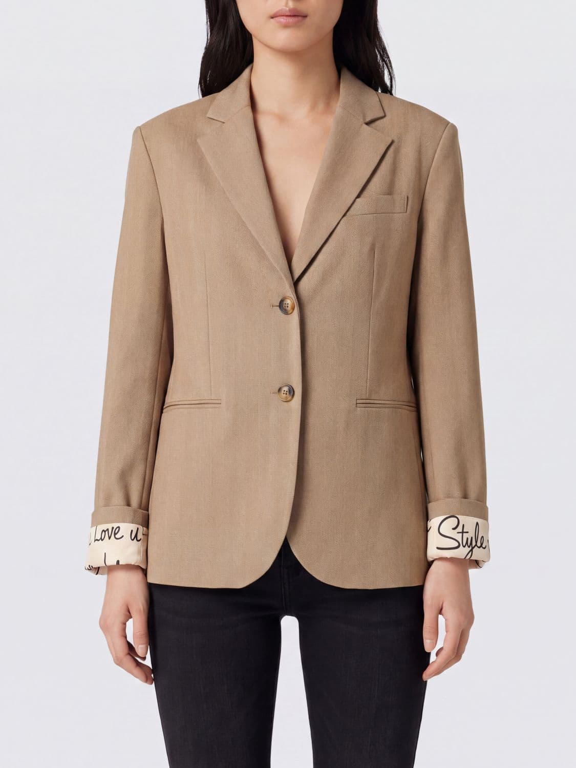 Liu Jo Single-Breasted Viscose Blend Blazer with Lapels