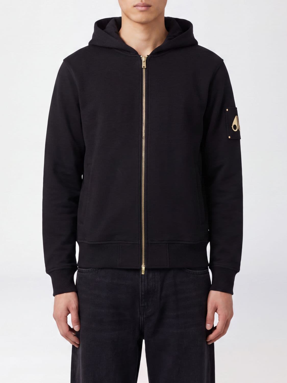 Moose Knuckles Zipped Cotton Hoodie with Metallic Logo