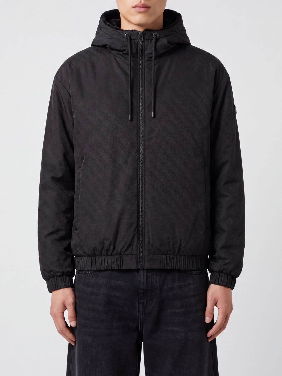 Moose Knuckles Reversible Hooded Bomber Jacket in Monogram Faux Fur