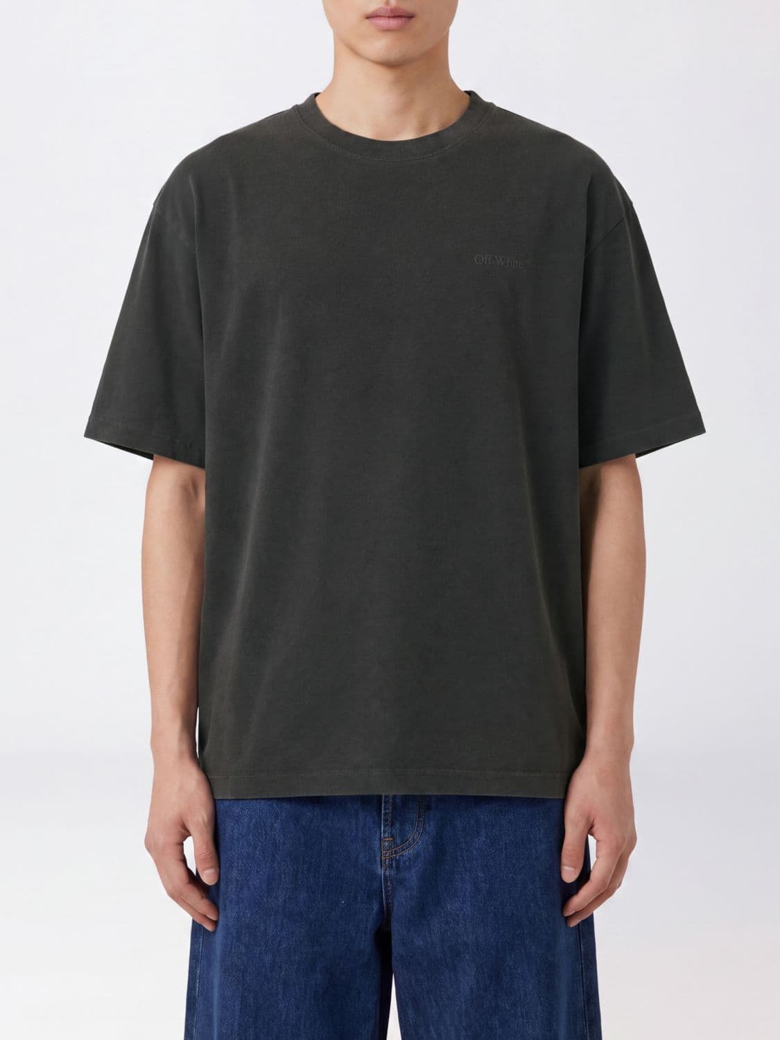 Off-White Relaxed Fit Cotton T-shirt with Rear Arrow Logo