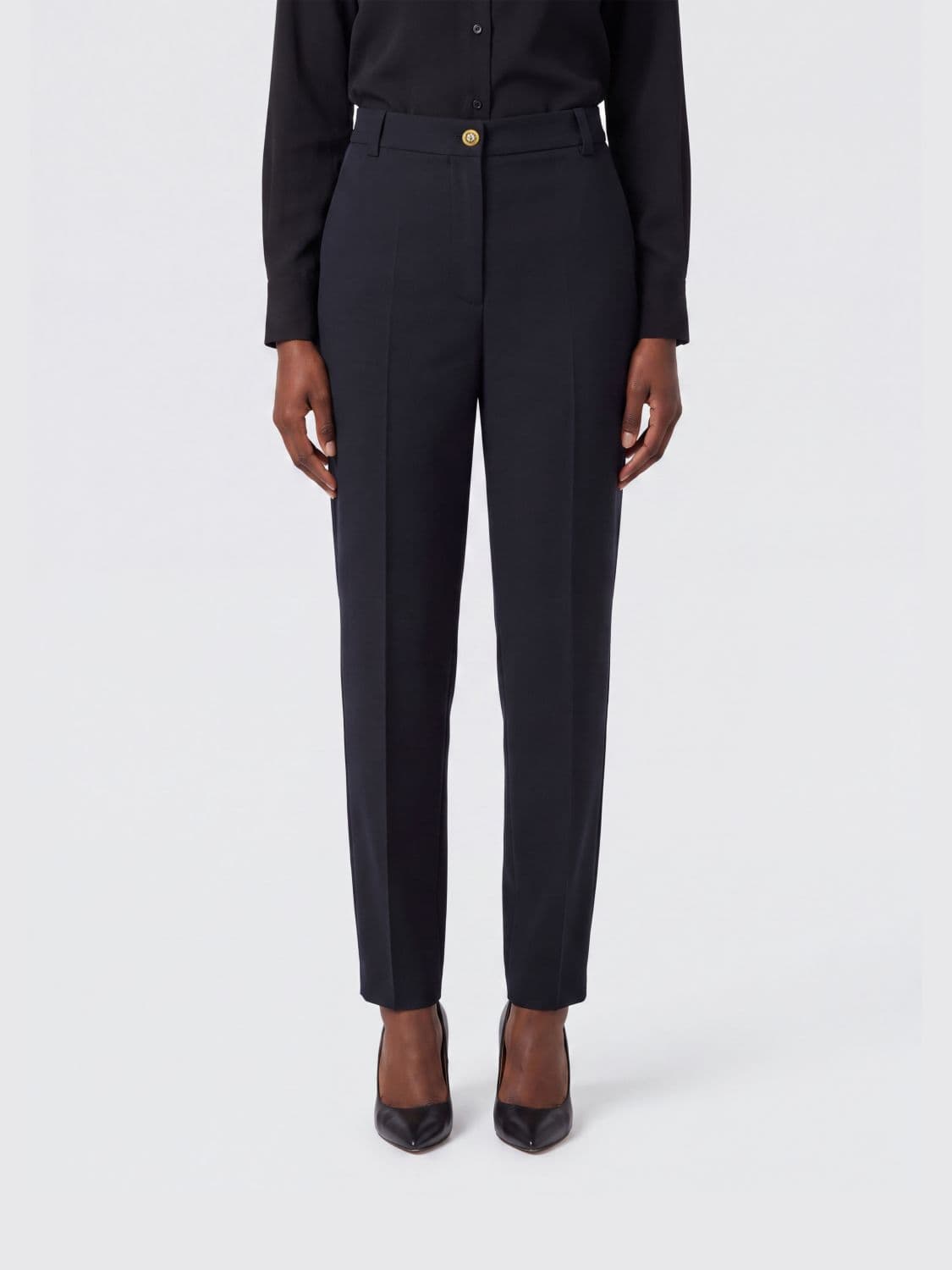 Pinko Slim Fit Skinny Wool Blend Mid-Rise Trousers