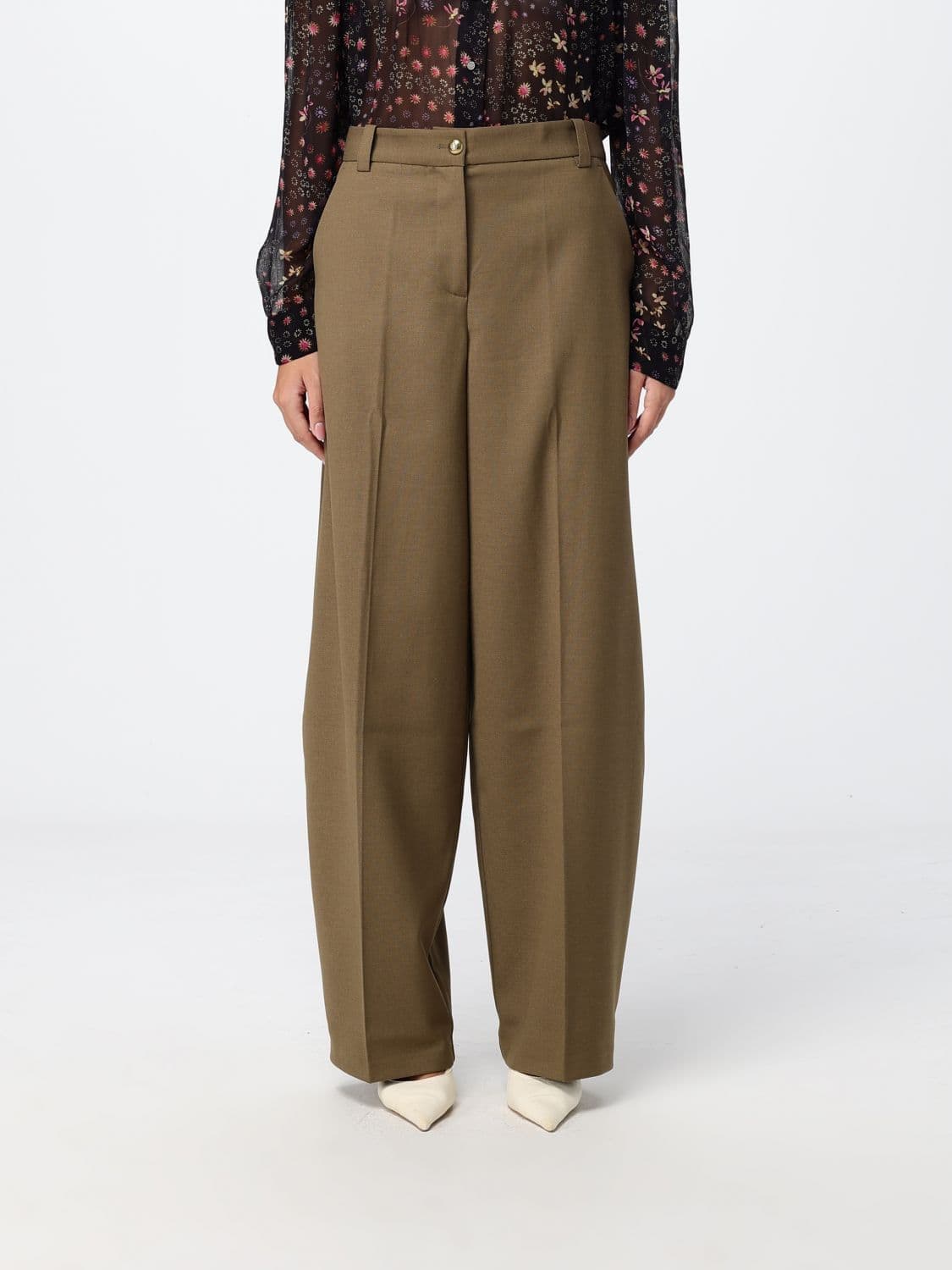 Pinko Slim Fit Skinny Wool Blend Mid-Rise Trousers