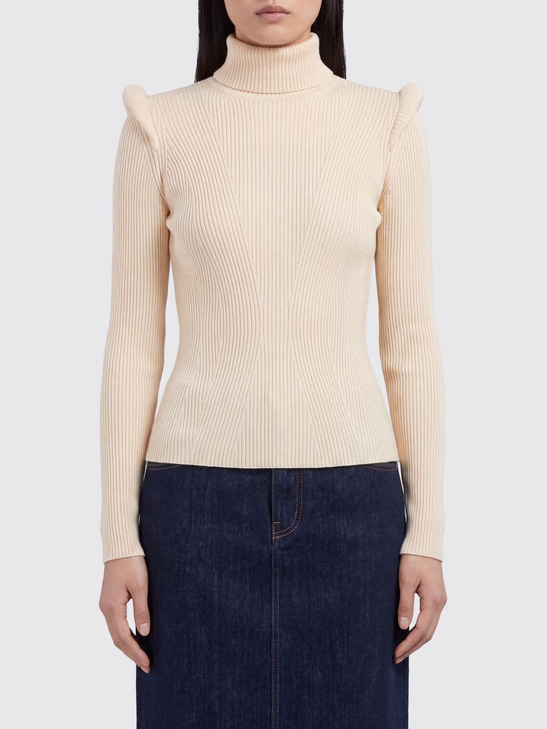 Elisabetta Franchi Slim Fit Turtleneck Jumper with Pagoda Shoulders