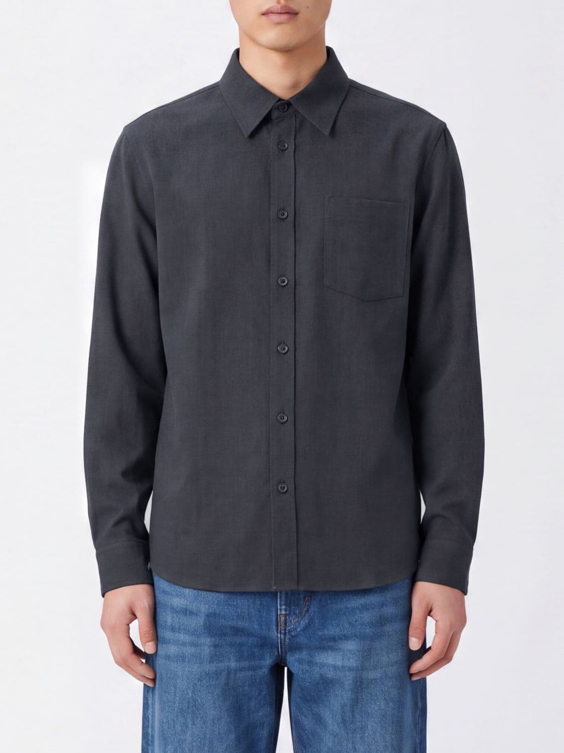 A.p.c. A. P.C. Gray Wool Blend Shirt Jacket with Patch Pockets