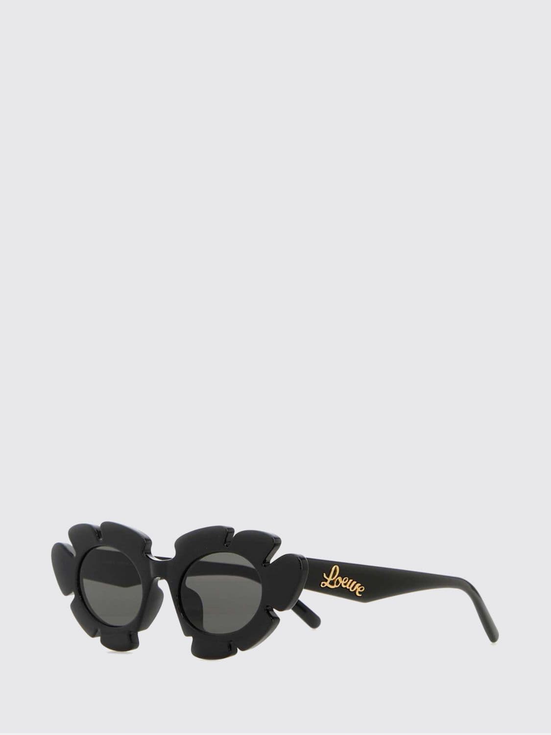 Loewe Black Acetate Cat-Eye Sunglasses with Flower Design · OS
