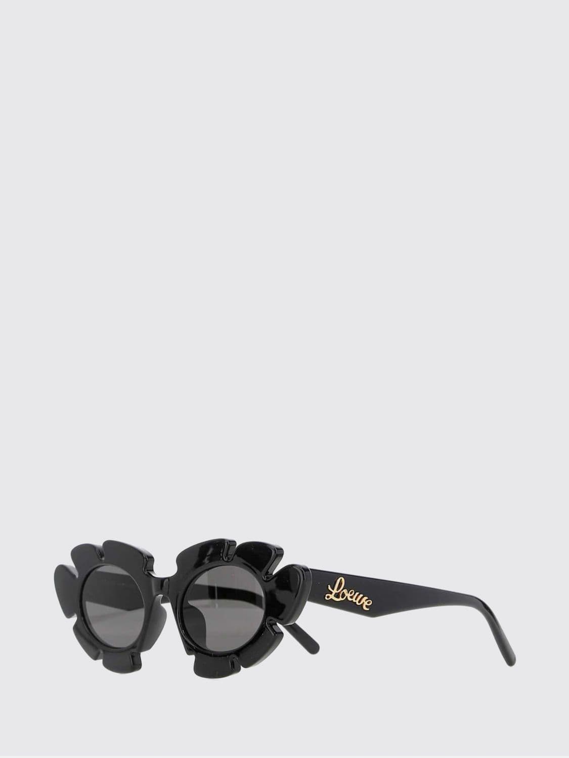 Loewe Black Acetate Cat-Eye Sunglasses with Flower Design