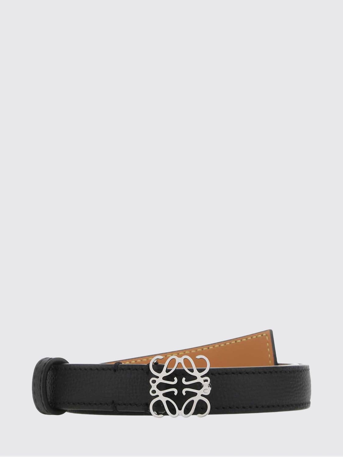 Loewe Calf Leather Belt with Silver-Tone Metal Logo Buckle · 95