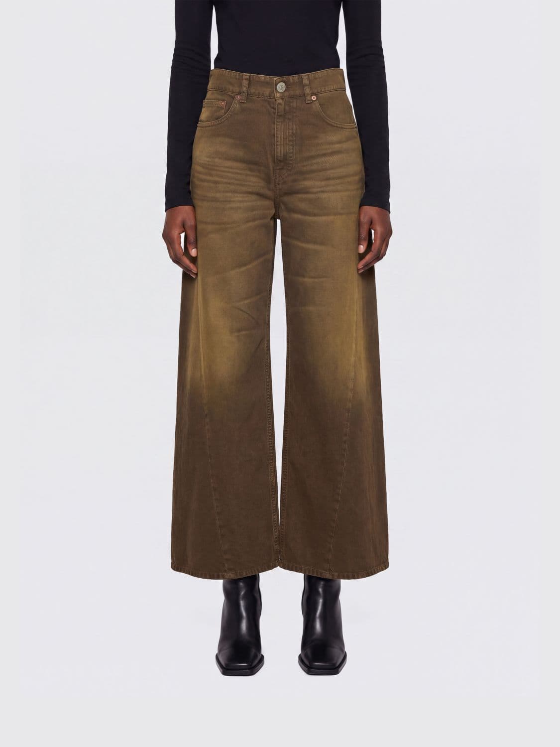 Mm6 Maison Margiela High-Waisted Wide-Leg Cotton Denim Jeans