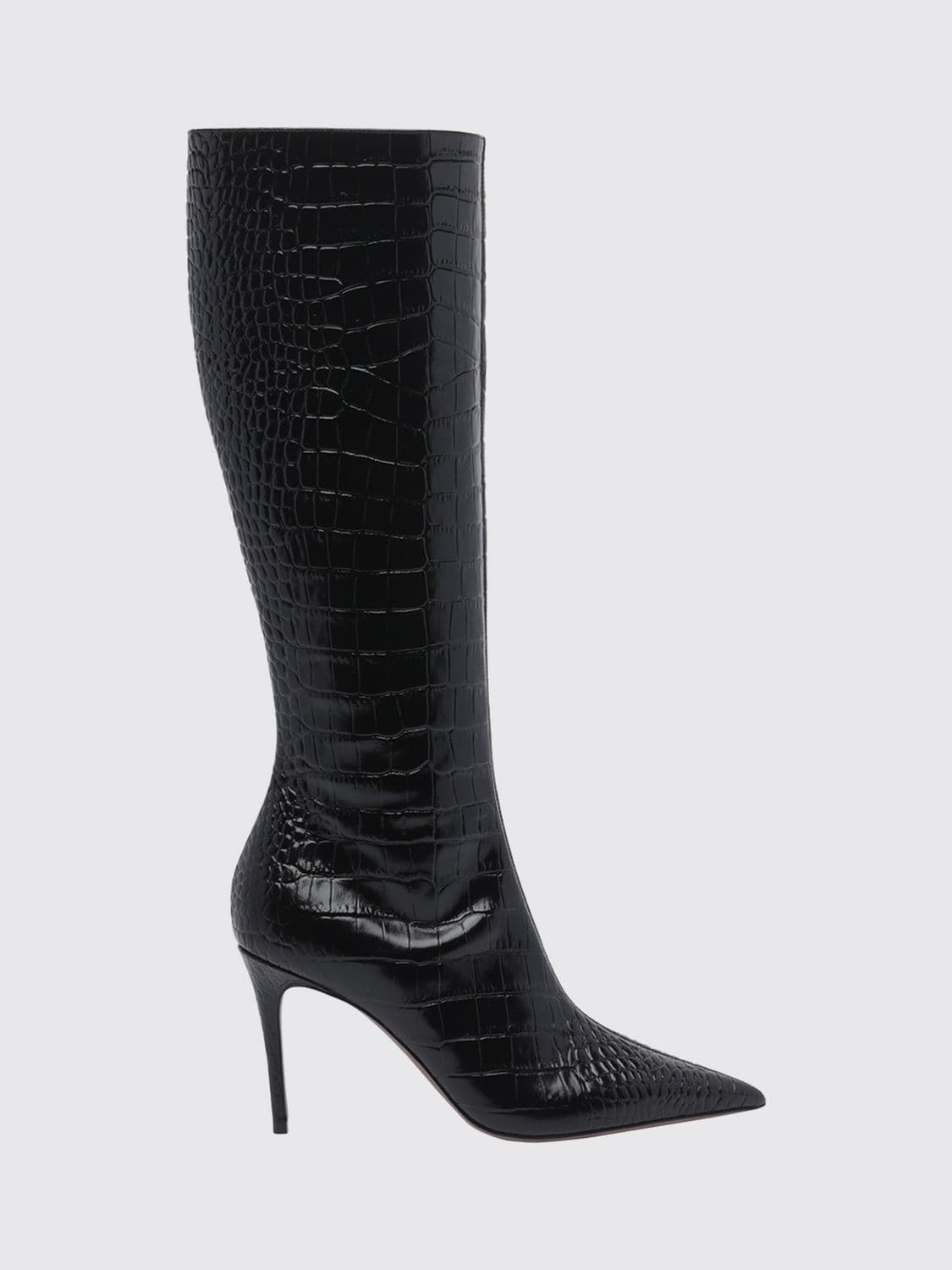 Paris Texas Croc-Effect Patent Leather Knee-High Stiletto Boots