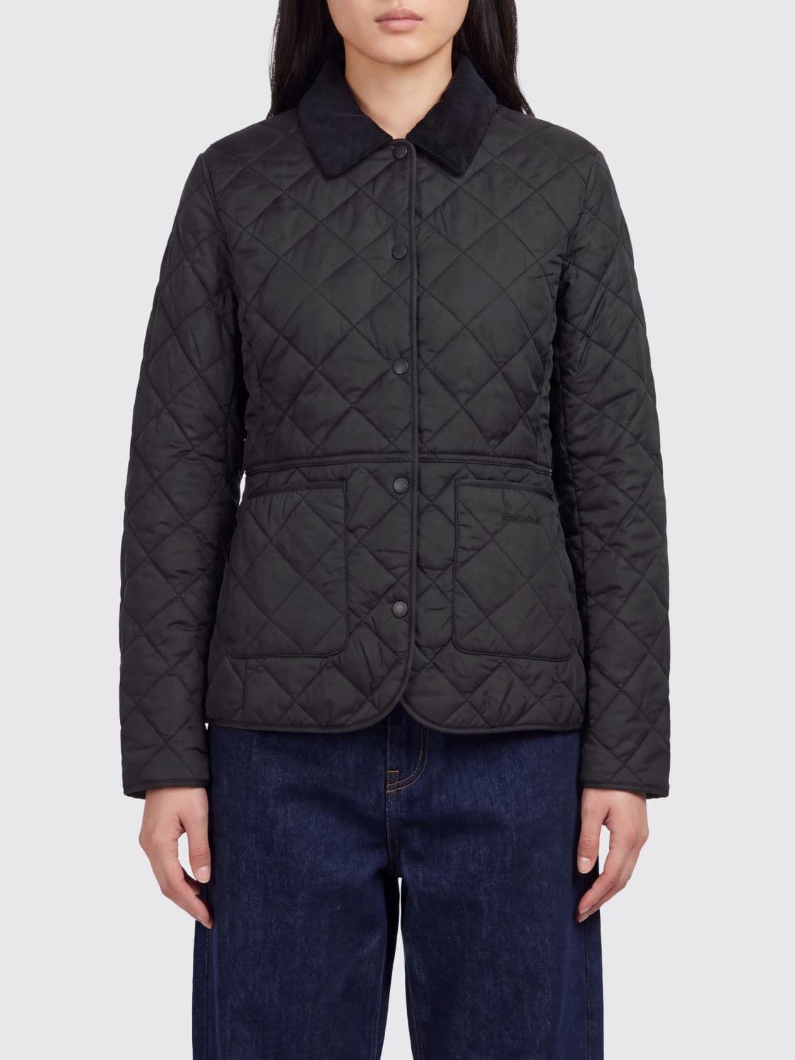 Barbour Slim Fit Quilted Nylon Jacket with Velvet Collar