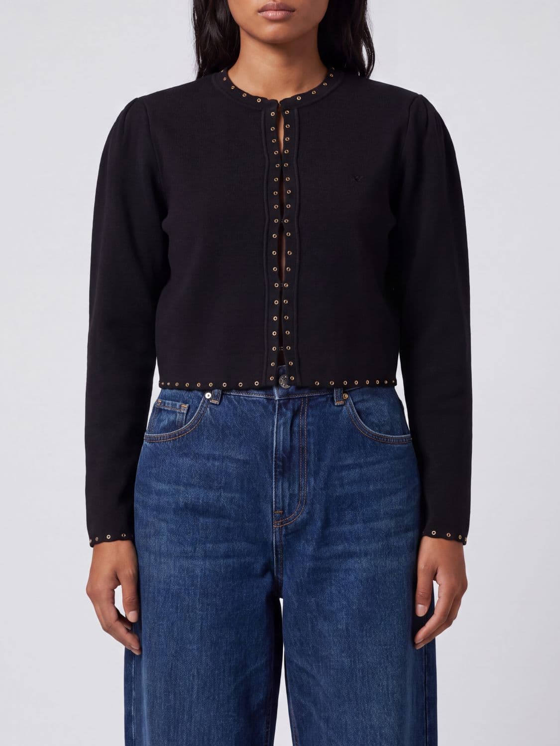 Twinset Viscose Blend Cardigan with Hook Closure and Metal Ring