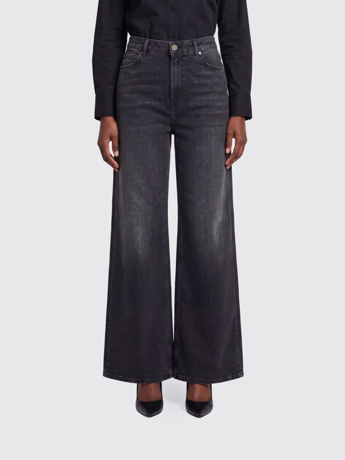 Twinset High-Waisted Wide-Leg Jeans in Cotton Blend Denim