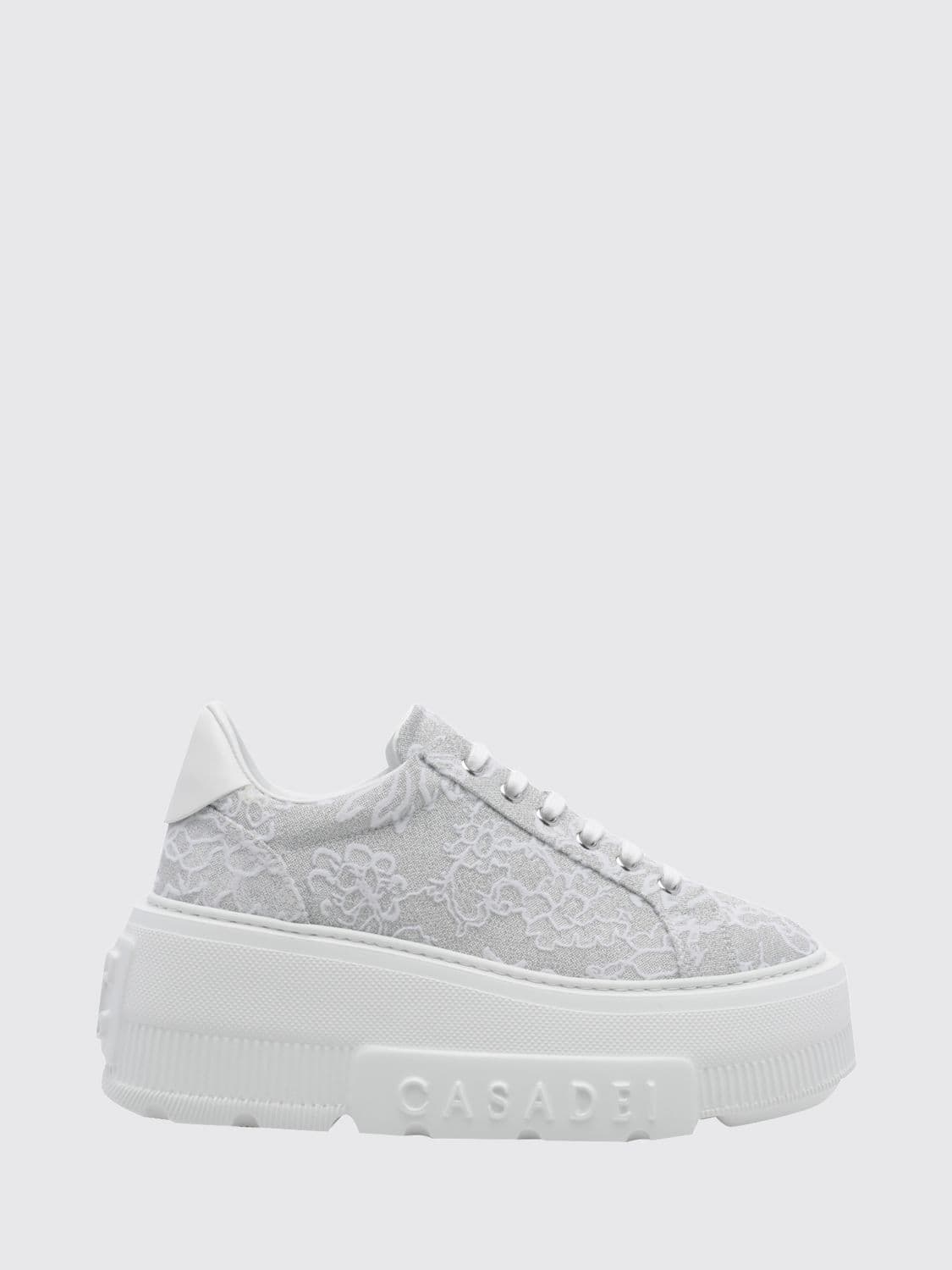 Casadei Nexus Rigel Mesh Sneakers with Floral Embroidery and Platform Sole