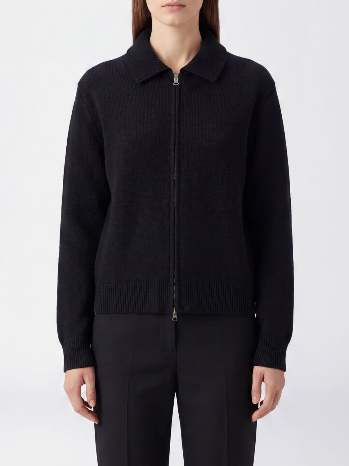 Lisa Yang Pure Cashmere Zip-Up Polo Jumper