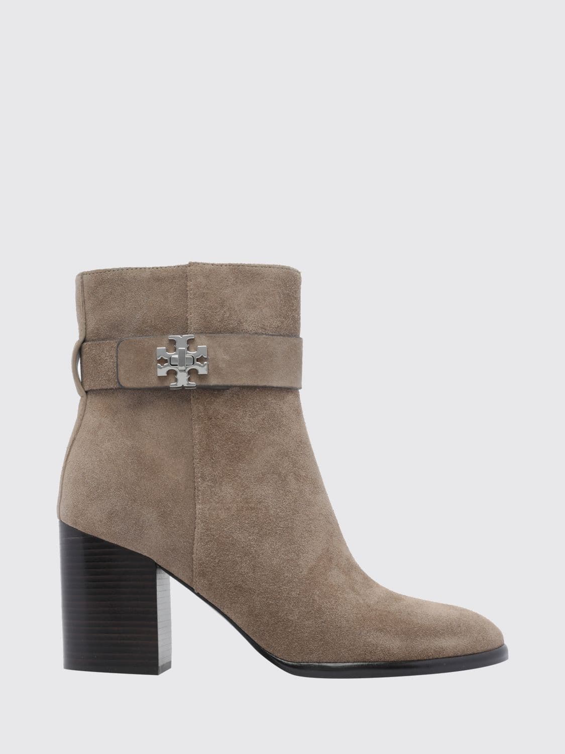 Tory Burch Suede Ankle Boots with Double T Logo and High Heel