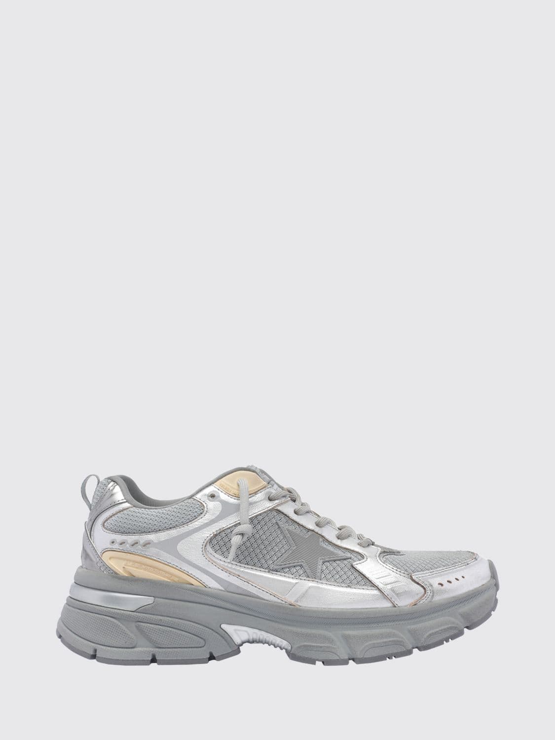 Golden Goose Lightstar Laminated Calfskin Sneakers with Distressed Finish