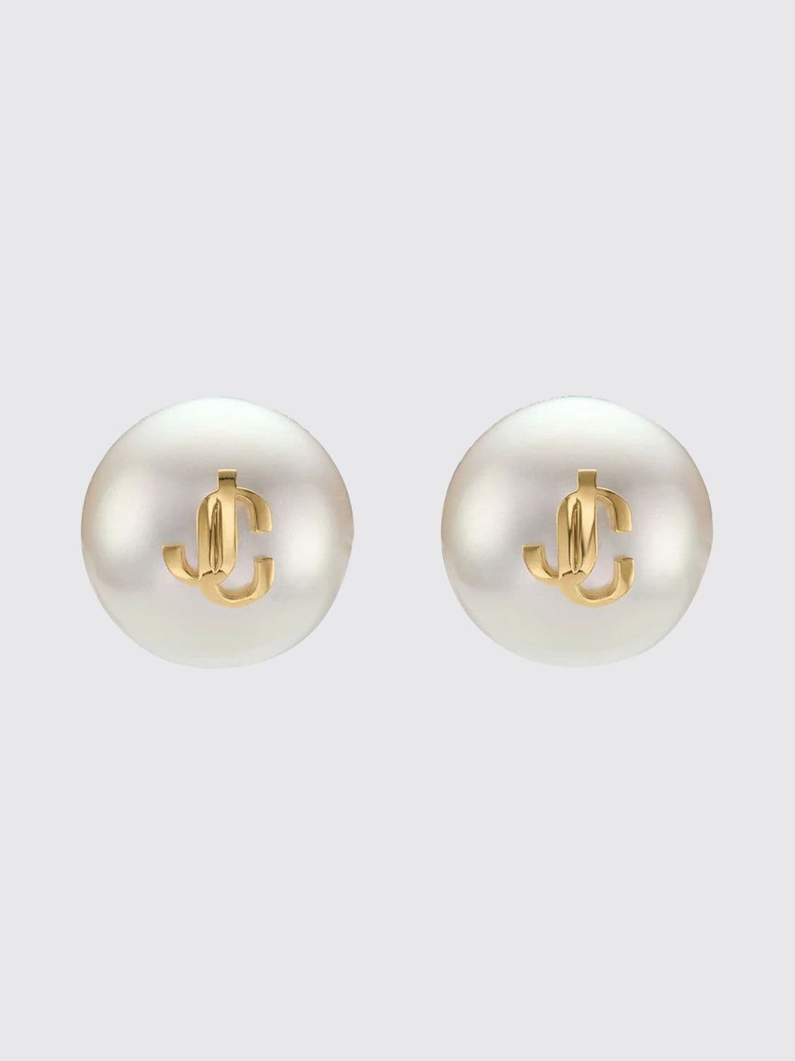 Jimmy Choo JC Monogram Stud Earrings with Faux Pearls · OS