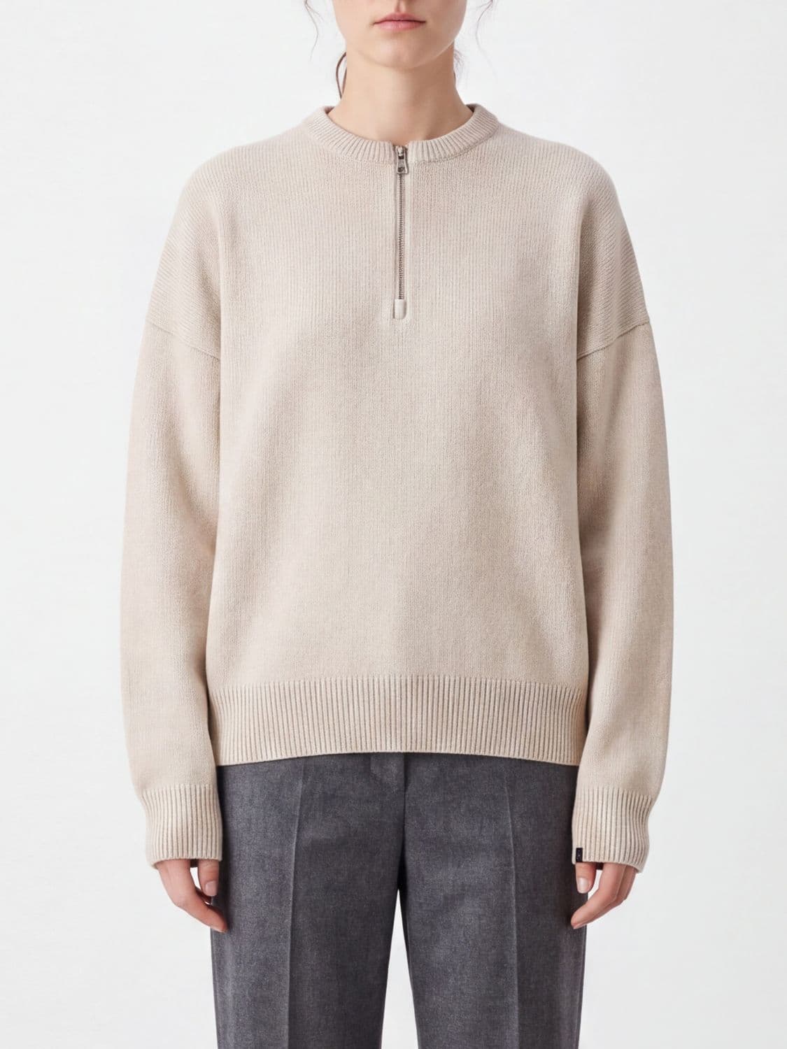 Extreme Cashmere Half-Zip Crewneck Sweater in Cashmere-Blend · OS
