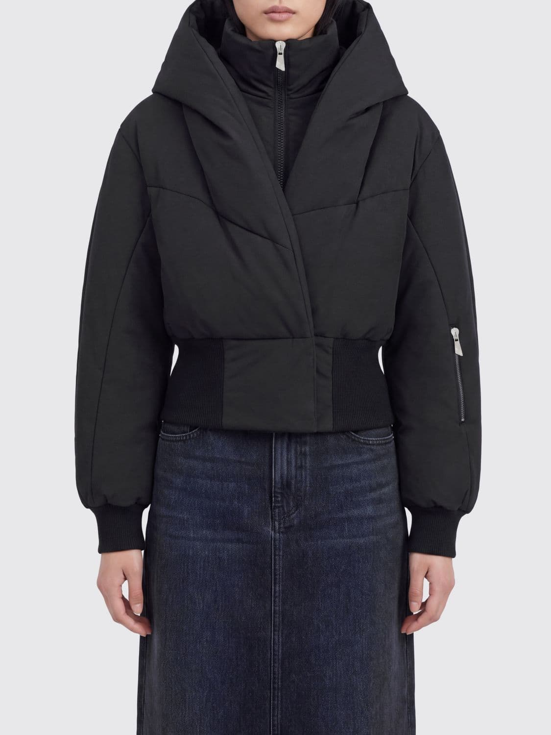 The Attico Cropped Hooded Puffer Bomber in Water-Repellent Fabric