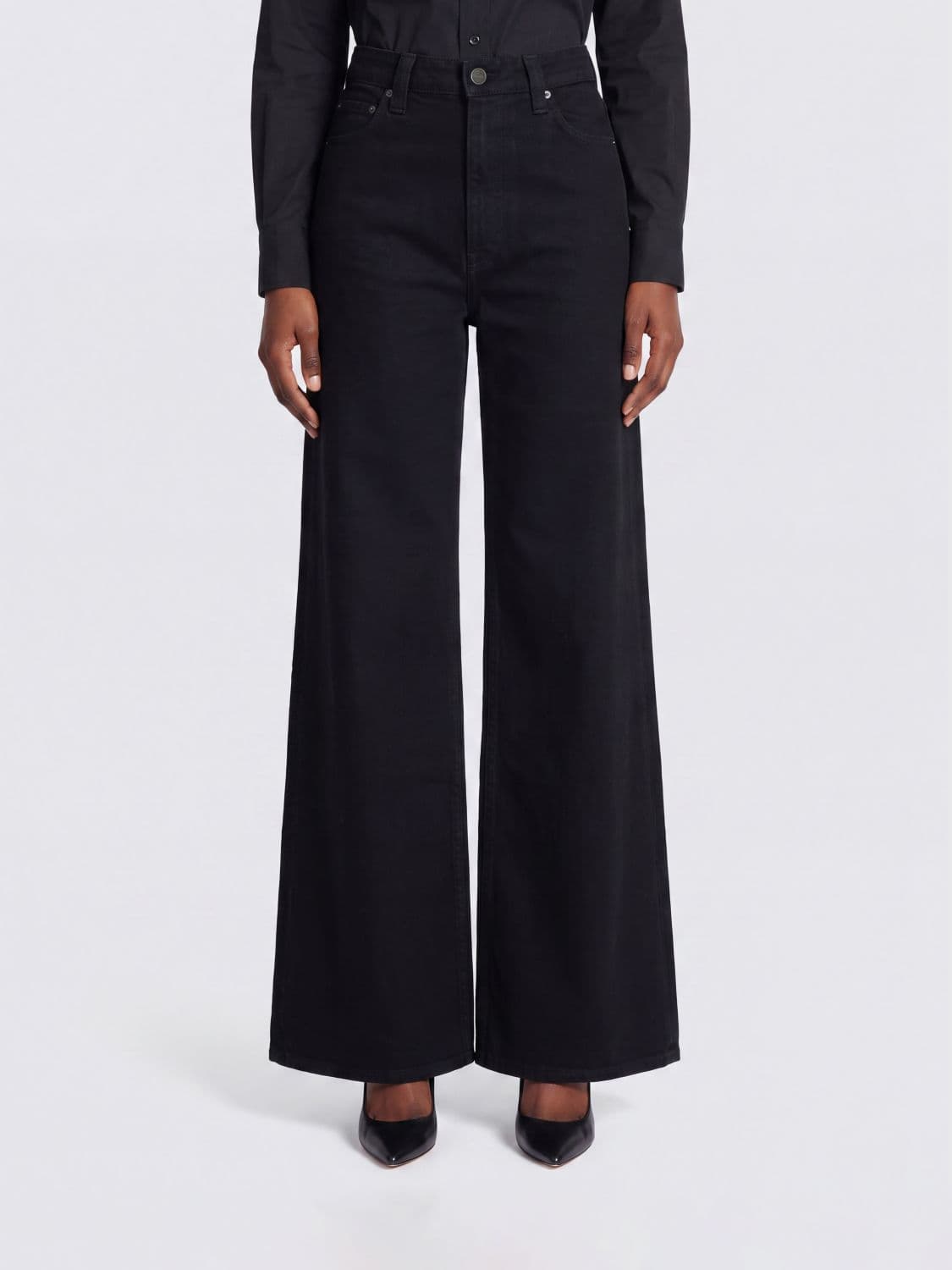 Khaite Dane High-Waisted Wide-Leg Jeans in Cotton Denim