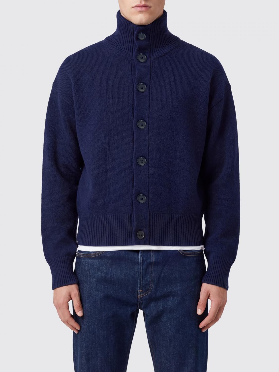 Extreme Cashmere High-Neck Button-Up Cardigan in 100% Cashmere