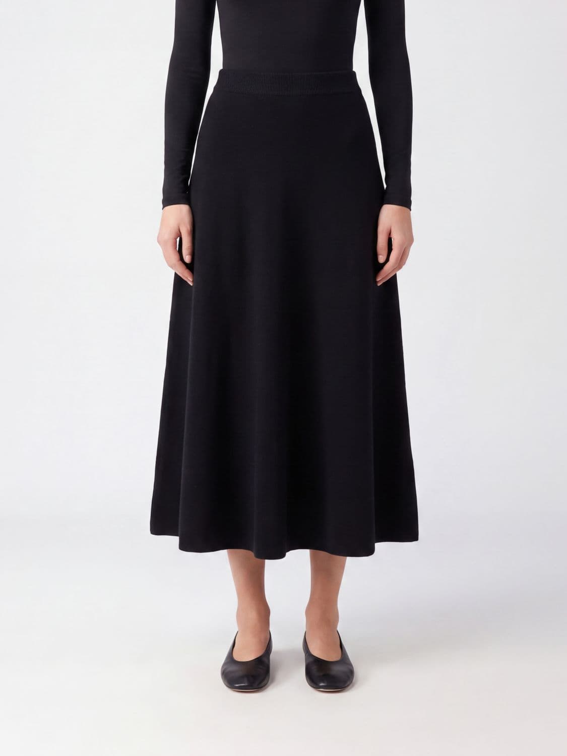 Extreme Cashmere High-Waisted A-Line Midi Skirt in Knitted Cashmere · OS