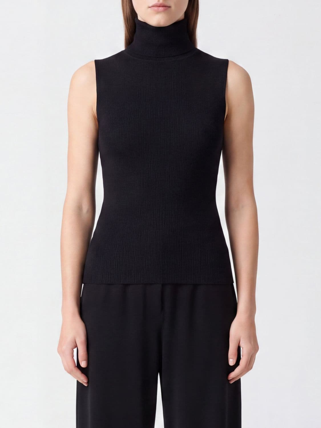 Extreme Cashmere Sleeveless Cashmere Turtleneck Top with Cold Shoulders · OS