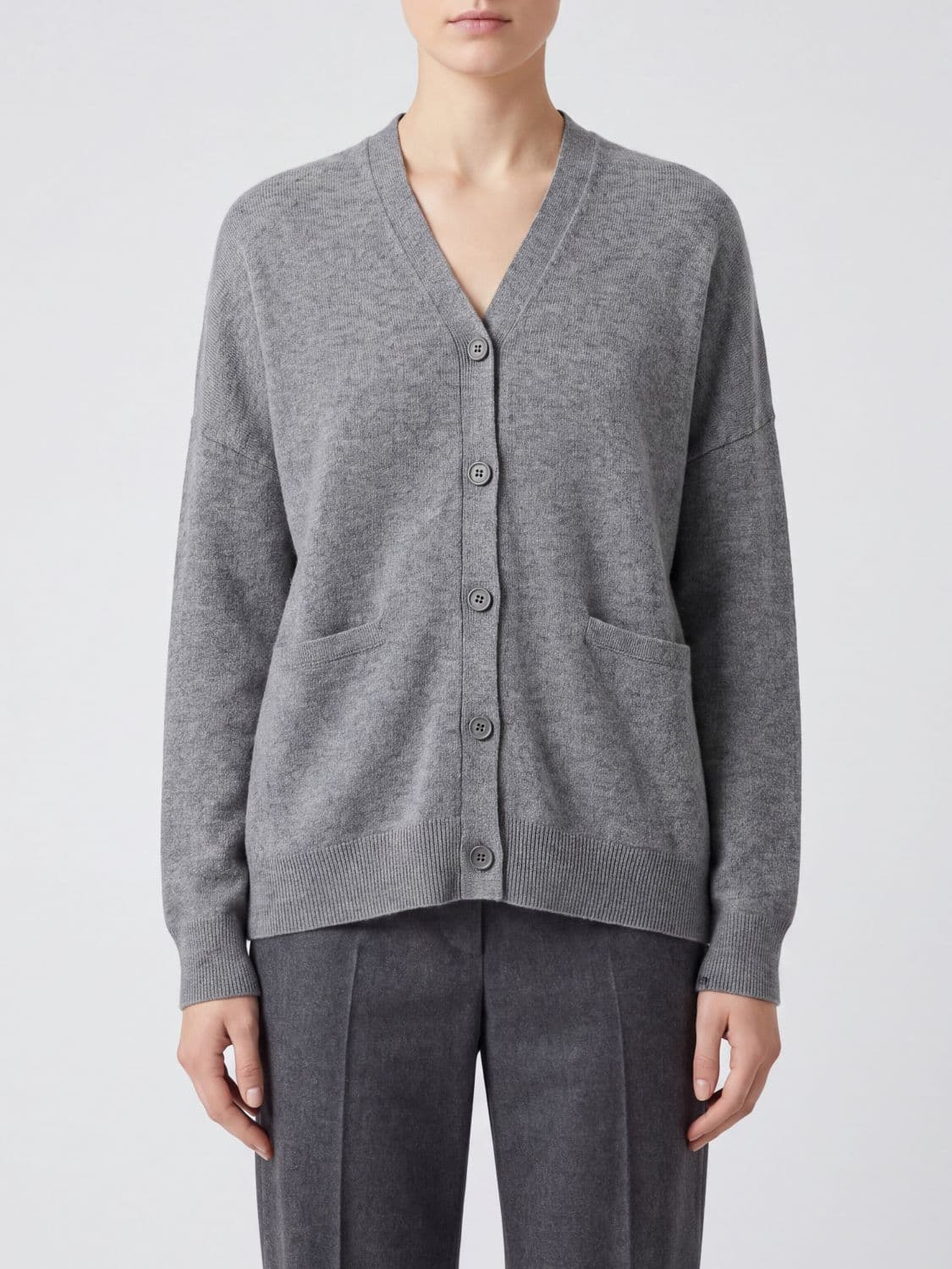 Extreme Cashmere V-Neck Cashmere-Blend Cardigan with Dropped Shoulders · OS