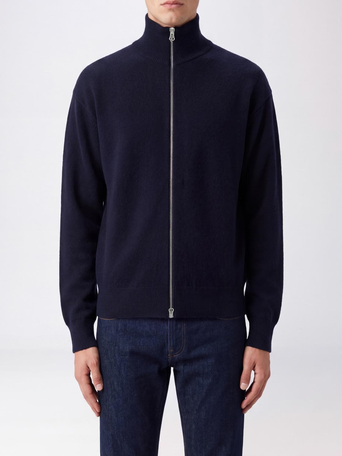 Extreme Cashmere High-Neck Cardigan in Pure Cashmere with Zip Closure