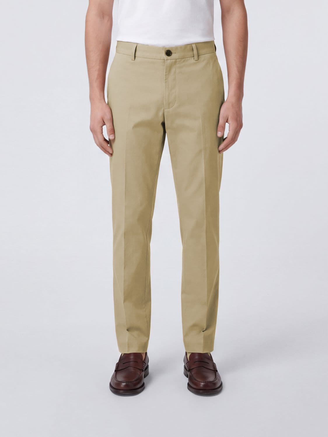 Burberry Slim Fit Cotton Chino Trousers with Slant Pockets