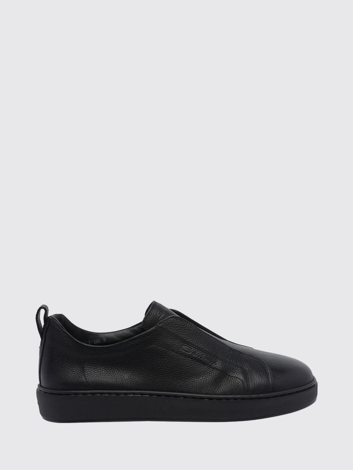 Santoni Low Top Tumbled Calf Leather Slip-On Sneakers with Pull Tab
