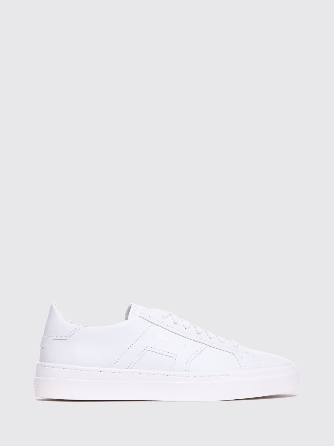 Santoni Low Top Smooth Calf Leather Lace-Up Sneakers with Rubber Sole