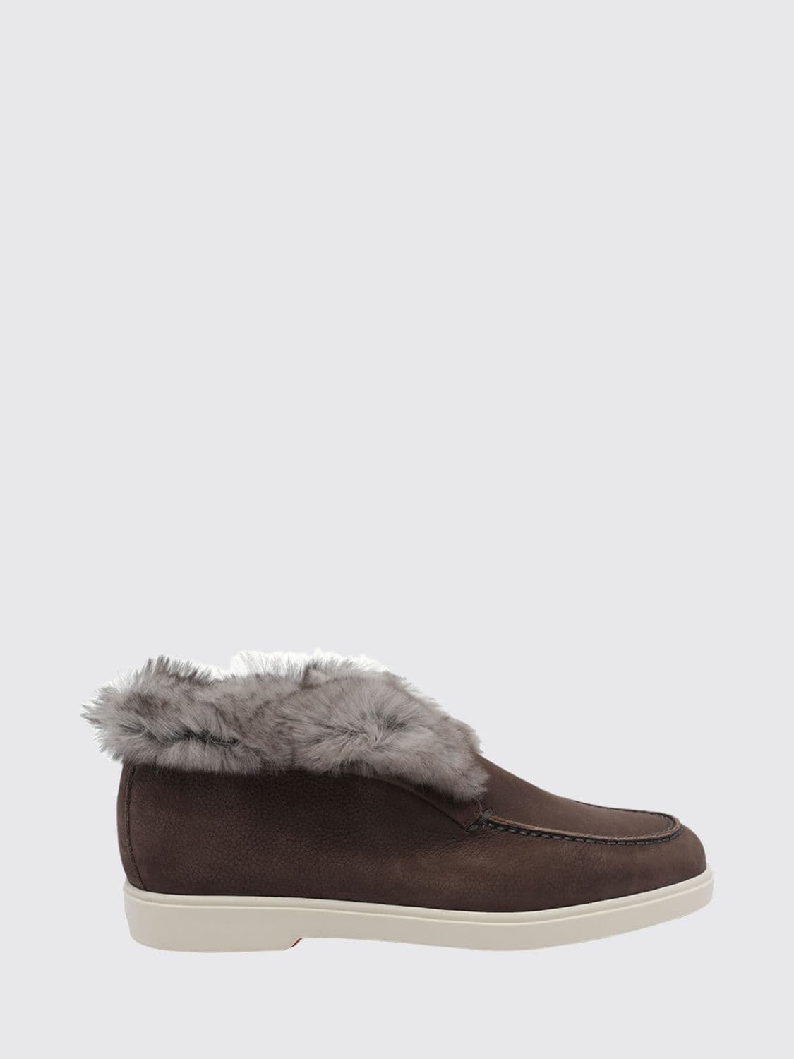 Santoni Suede Ankle Boots with Shearling Lining