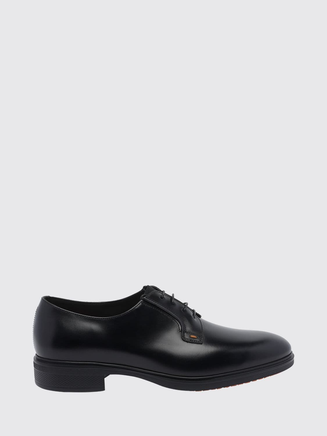 Santoni Smooth Calfskin Derby Shoes with Rubber Sole