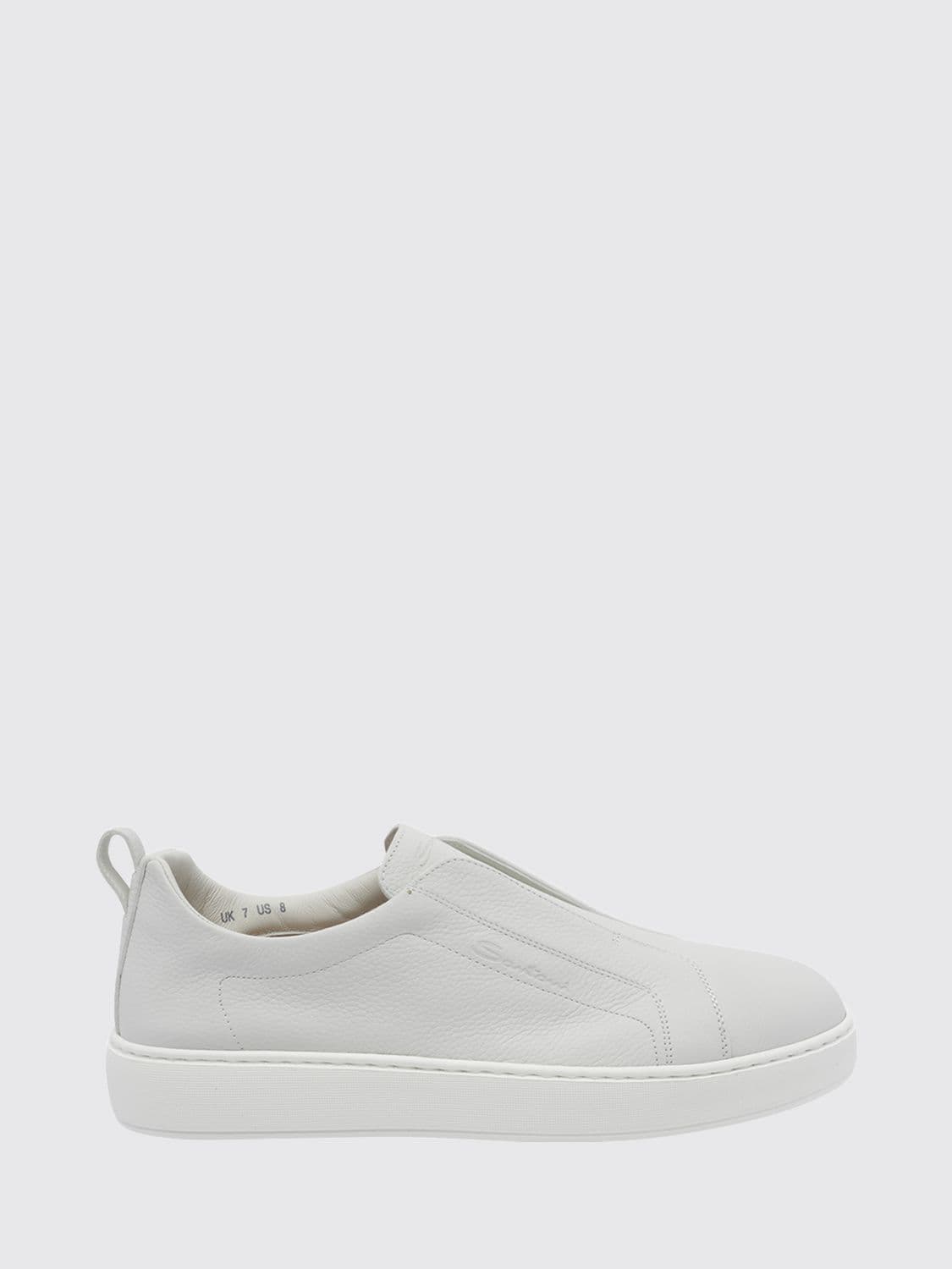 Santoni Low Top Tumbled Calf Leather Slip-On Sneakers with Pull Tab