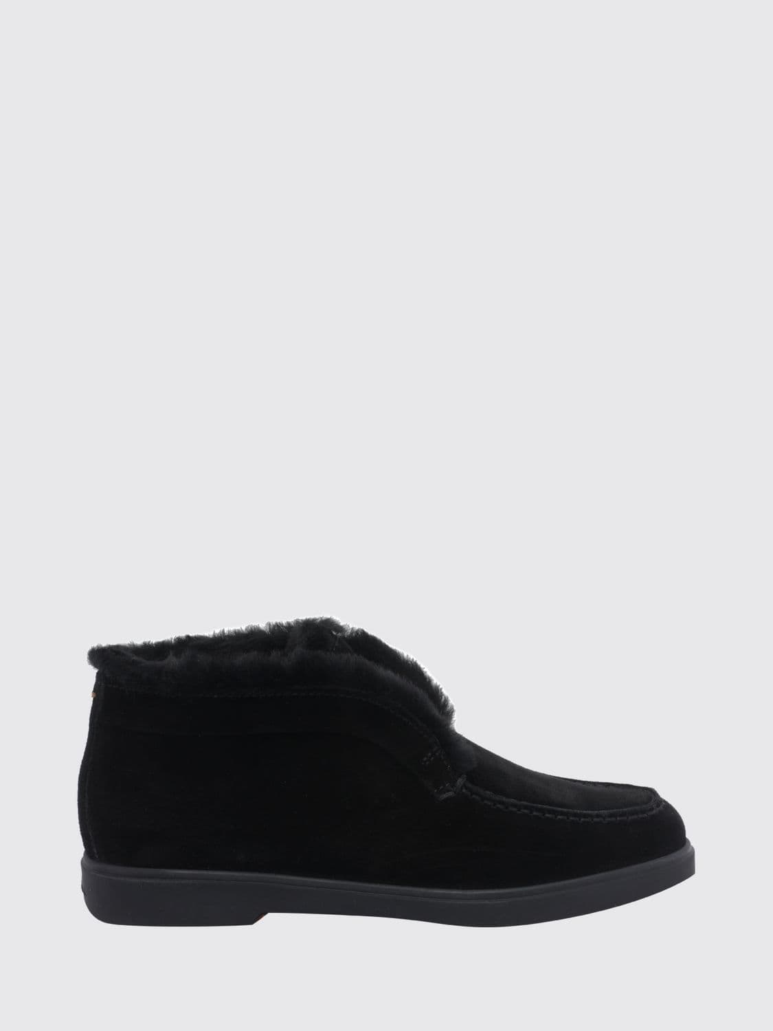 Santoni Suede Ankle Boots with Shearling Lining