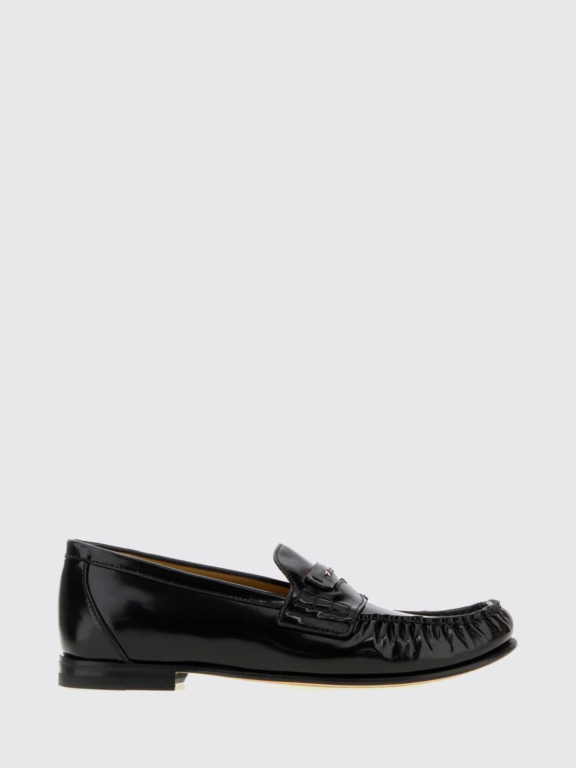 Fendi Scrunch Brushed Calfskin Penny Loafers with Lettering Logo