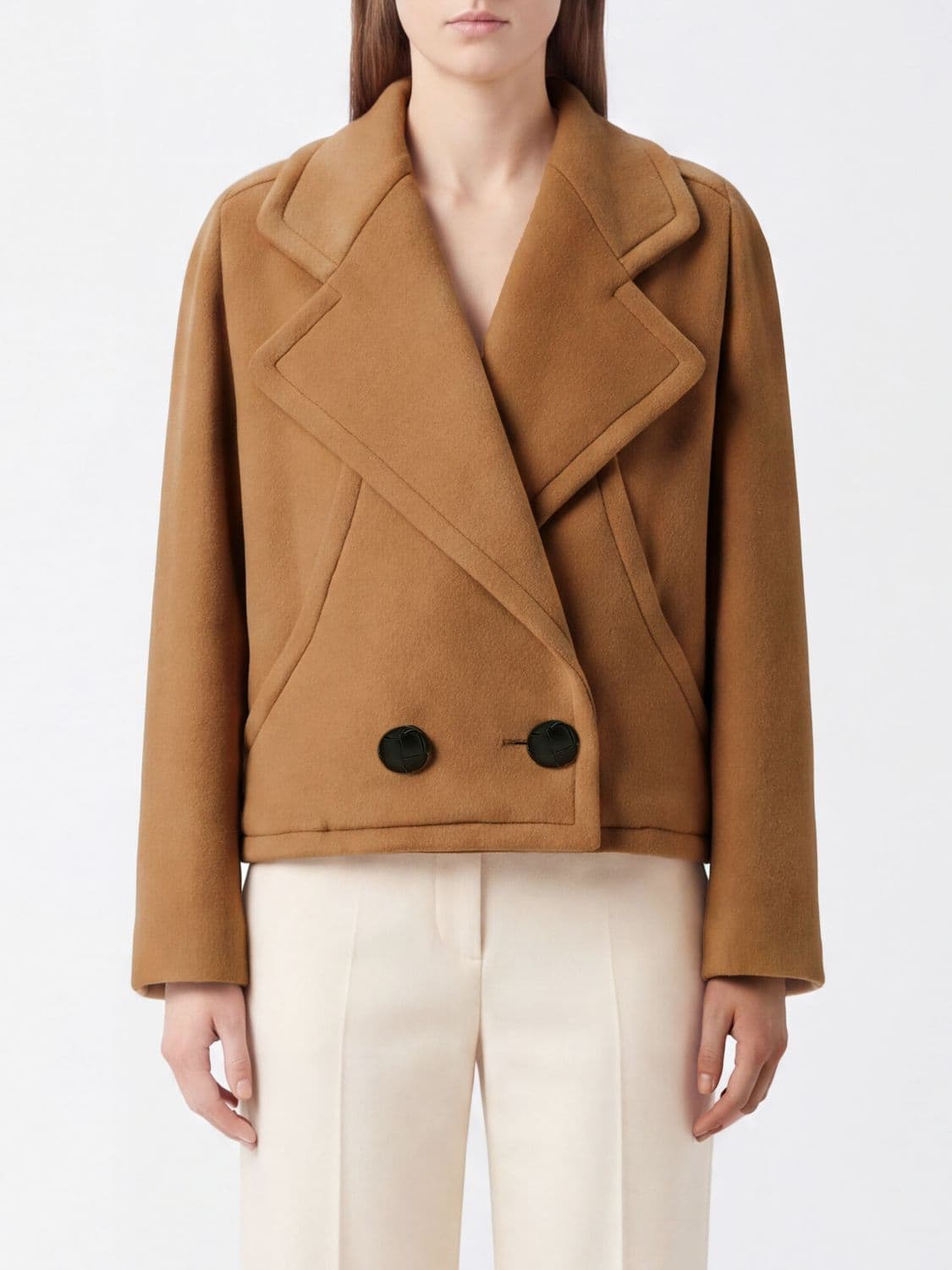 Stella Mccartney Double-Breasted Wool Pea Coat with Classic Lapels · 38