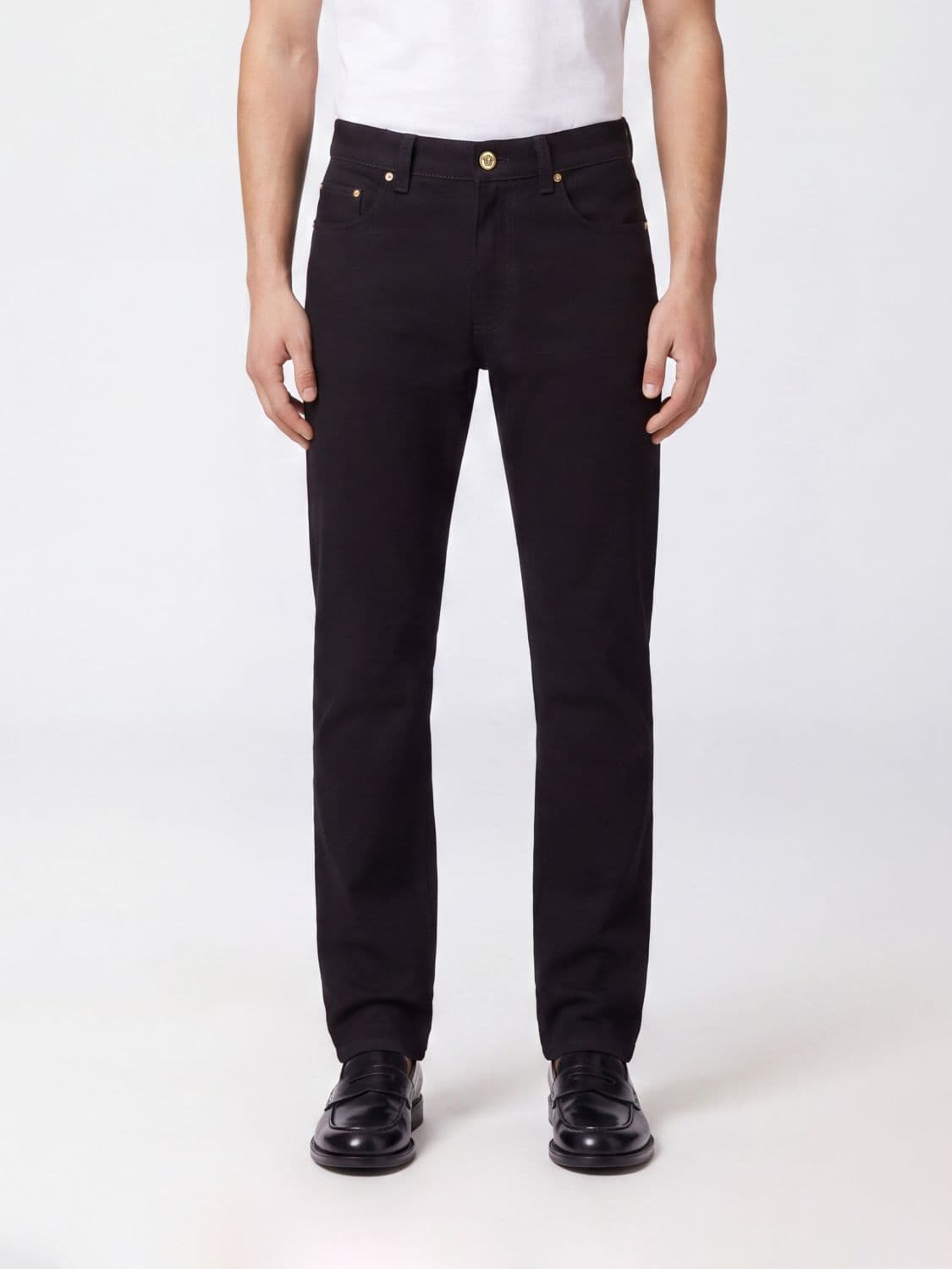 Versace Skinny Fit Stretch Denim Jeans with Rear Medusa Logo